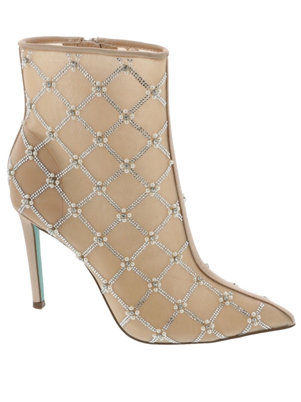 Betsey Johnson Rhinestone Heeled Boots pearled Sparkly